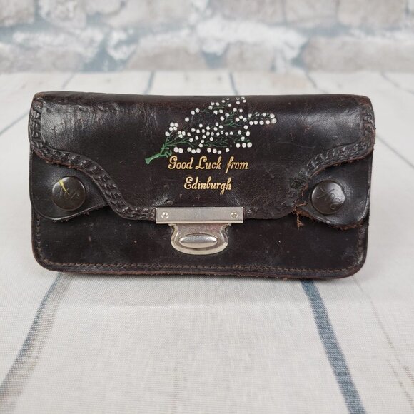 Victorian  Miniature Coin Purse Edinburgh Leather - Picture 1 of 10